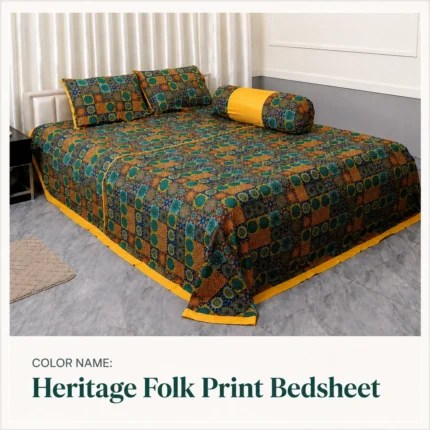 Heritage Folk Print Bedsheet Set (4 Pcs set)