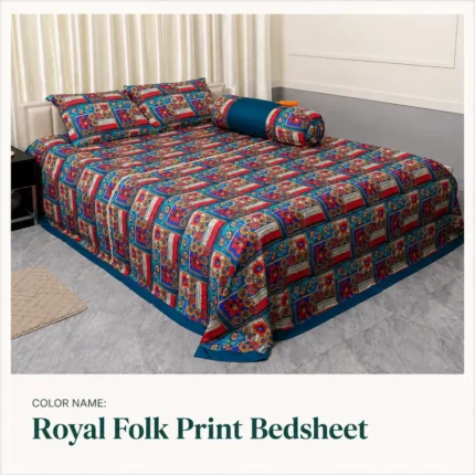 Royal Folk Print Bedsheet Set (4 Pcs set)